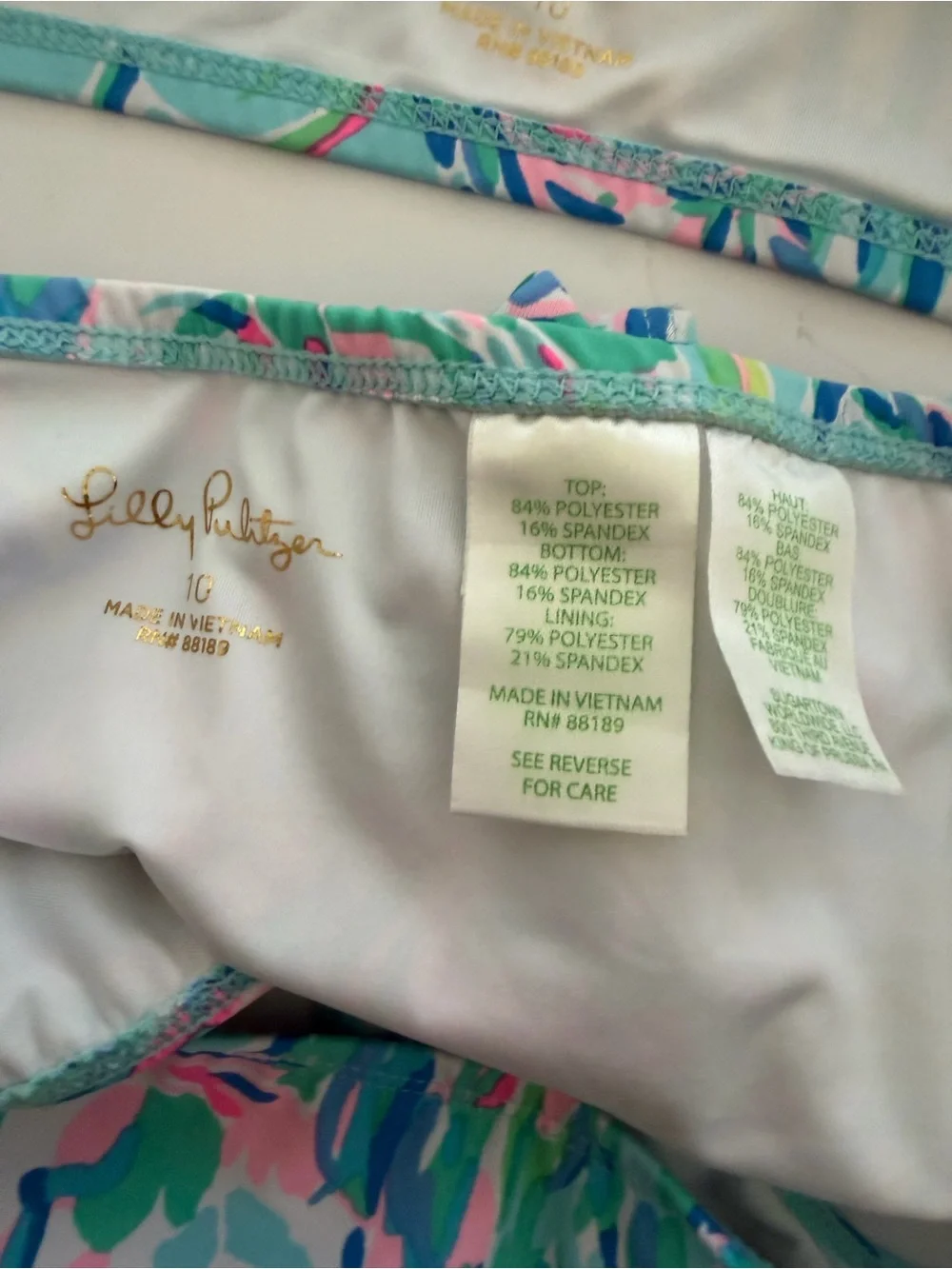 Lilly Pulitzer Girls Size 10 Two Piece Bikini Swimsuit Tropical Floral